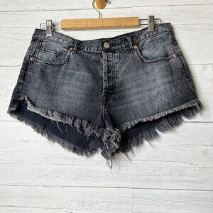 We the Free Shorts Womens Size 31 Faded Black Cut Off Button Fly 100% Cotton